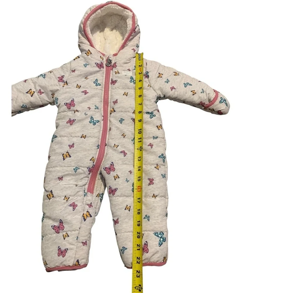 OshKosh B'gosh Snowsuit Baby Girl 6-9M Gray Butterfly Puffer Hooded Wintercore